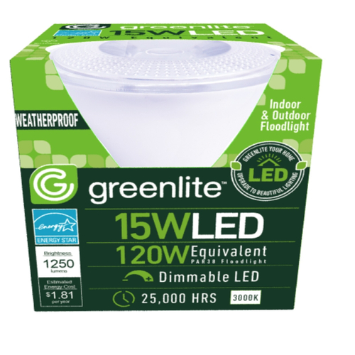 Greenlite 15W/PAR38D/FL LED Floodlight Bulb PAR38 E26 (Medium) Bright White 120 W White