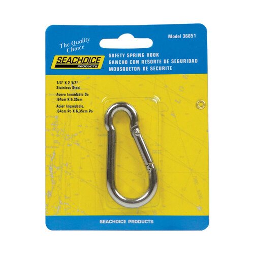 Safety Spring Hook Stainless Steel 2-1/2" L X 1/4" W Silver