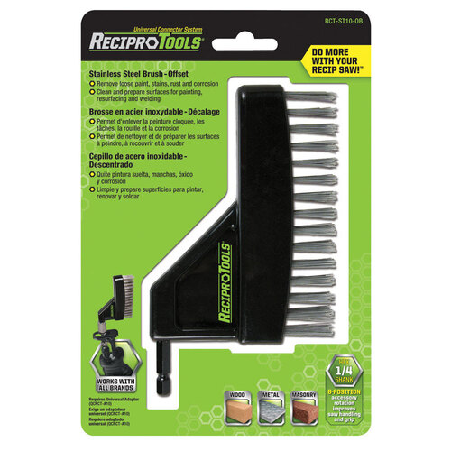 ReciproTools RCT-ST10-OB Brush 4-1/4" Stainless Steel Offset Black