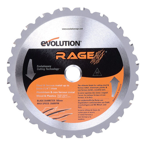 Evolution RAGEBLADE Circular Saw Blade 7-1/4" D X 20 mm Rage Carbide Tip Steel 20 teeth