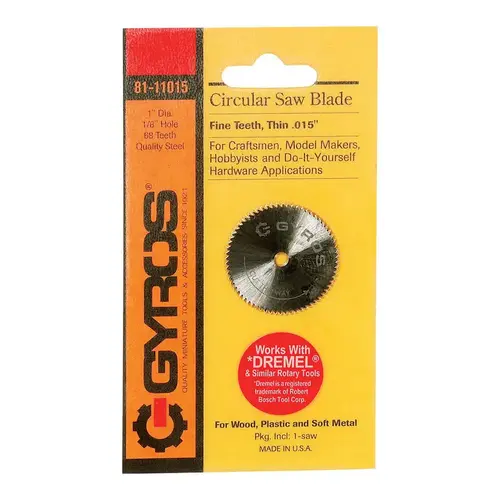 Gyros Tools 81-11015 Circular Saw Blade 1" D X 1/8" S Fine Steel 68 teeth