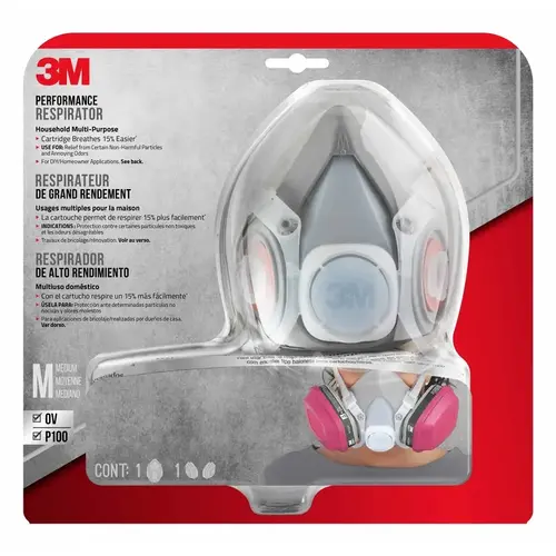 Valved Household Respirator, M Mask, Dual Cartridge, Multi-Color