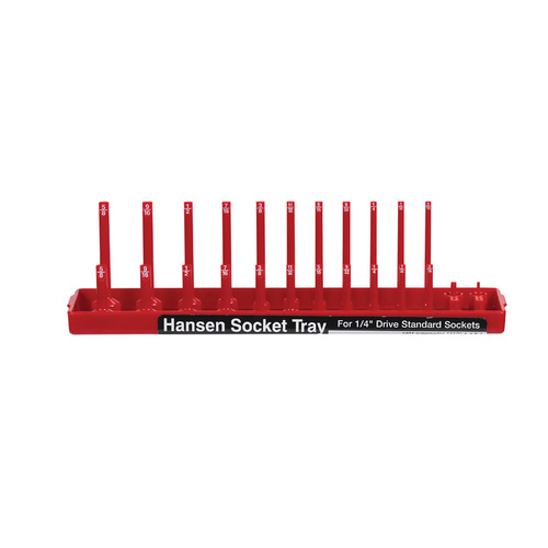 Hansen Global 1401 Socket Tray 9" L X 1/4" drive SAE Red