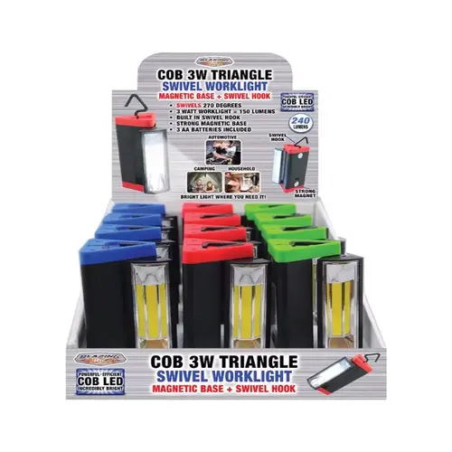 COB Flashlight 3W Triangle 240 lm Assorted LED AA Battery Assorted