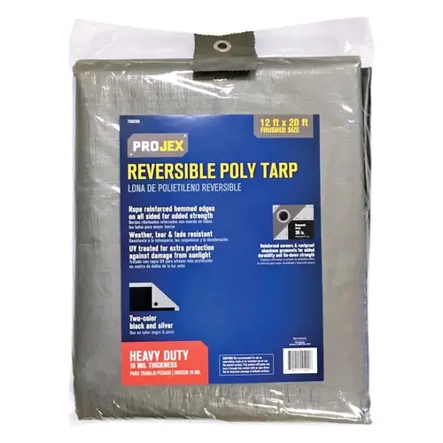 Reversible Tarp 12 ft. W X 20 ft. L Heavy Duty Polyethylene Black/Silver Black/Silver