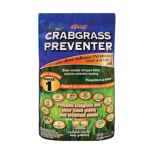 Crabgrass Preventer Fertilizer, 16 lb, Solid, 24-0-8 N-P-K Ratio