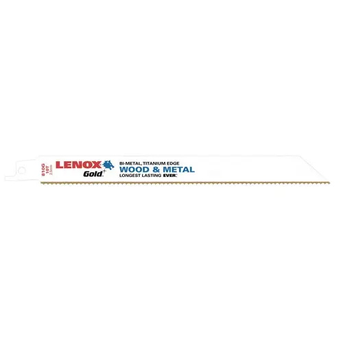 Gold Reciprocating Saw Blade, 3/4 in W, 8 in L, 10 TPI Titanium - pack of 5