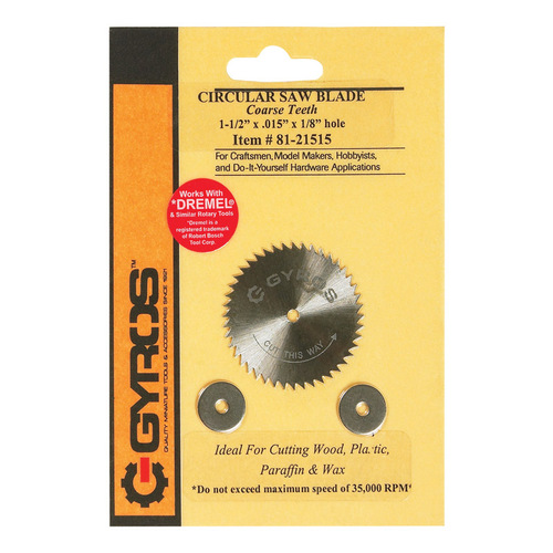 Gyros Tools 81-21515 Circular Saw Blade 1-1/2" D X 1/8" Coarse Steel 44 teeth
