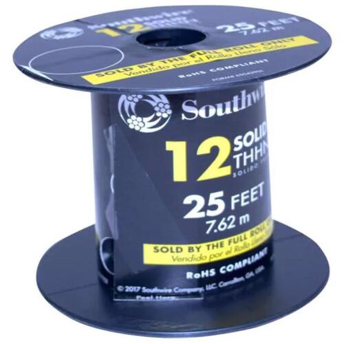 Southwire 11587385 Building Wire 25 ft. 12 Solid THHN Black