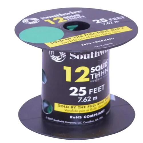 Southwire 11591585 Building Wire 25 ft. 12 Solid THHN Green