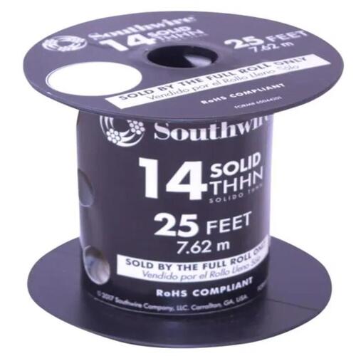 Southwire 11580854 Building Wire 25 ft. 14 Solid THHN White