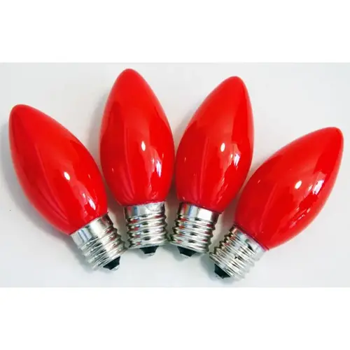 Christmas Light Bulbs Incandescent C7 Red 4 ct Replacement - pack of 10