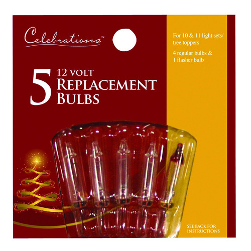 Celebrations 1145-2-71 Christmas Light Bulbs Incandescent Mini Clear/Warm White 5 ct Replacement