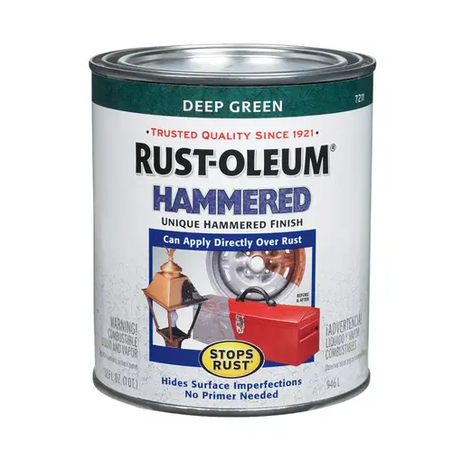 Protective Paint Stops Rust Indoor and Outdoor Hammered Deep Green 1 qt Deep Green