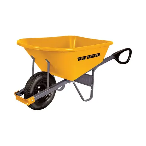 True Temper RP6TC14 Residential Wheelbarrow Poly 6 cu ft Yellow