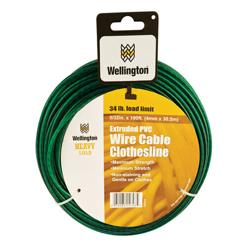 Clothesline Wire 5/32" D X 100 ft. L Green Cabled Wire Plastic Green