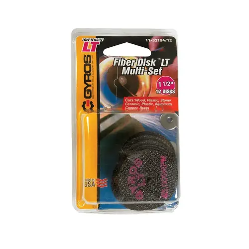 Gyros Tools 11-32154/12 Cutting Disc Fiber Disk Low Tensile 1-1/2" D X 1/8" S Fiberglass Low Tensile Strength Cutting D