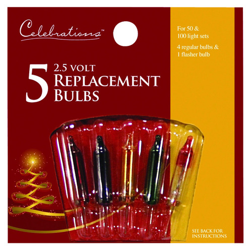 Christmas Light Bulbs Mini Multicolored 5 ct Replacement - pack of 25