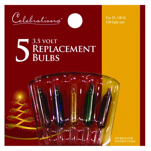 Christmas Light Bulbs Incandescent Multicolored 5 ct Replacement