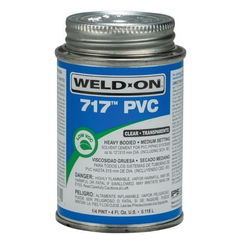 Weld-On 10861 Solvent Cement 717 Clear For PVC 4 oz Clear