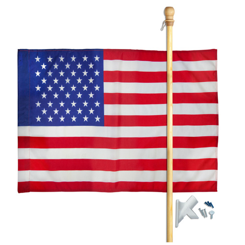 Flag Set American 2.5 ft. H X 4 ft. W Multicolored