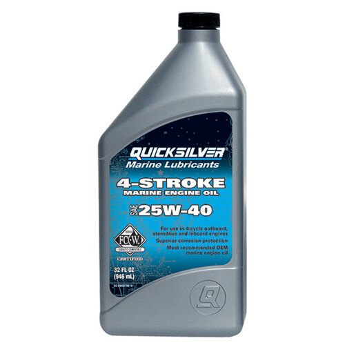 Quicksilver 71092-8M0078619-XCP6 Motor Oil Marine Lubricants 25W-40 4-Cycle Outboard 32 oz - pack of 6