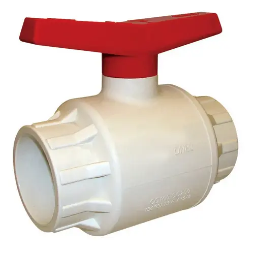 Ball Valve, 4 in Connection, Compression, 150 psi Pressure, Manual Actuator, PVC Body White