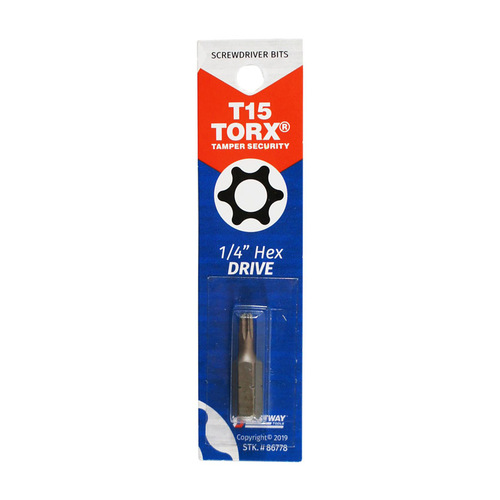 Screwdriver Bit Torx T15 S X 1" L Carbon Steel