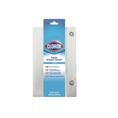 CLOROX MSI008335 Shower Curtain Liner 72" H White Fabric White