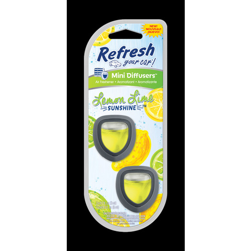 Refresh Your Car! E301451200 Mini Car Diffuser Lemon Lime Sunshine Scent 0.7 oz Liquid