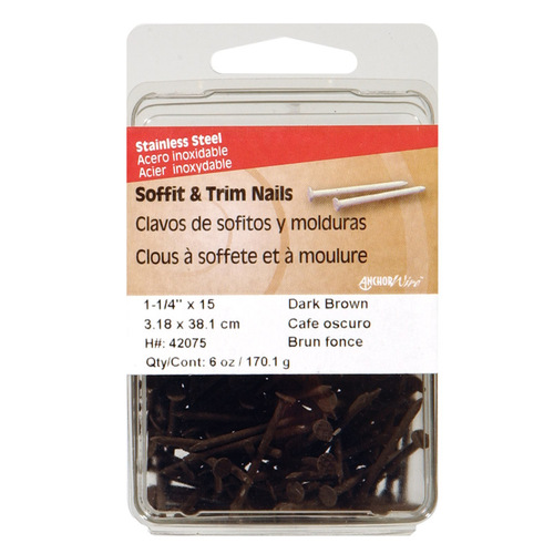 Nail 1-1/4" Soffit and Trim Stainless Steel Flat Head Dark Brown - pack of 5