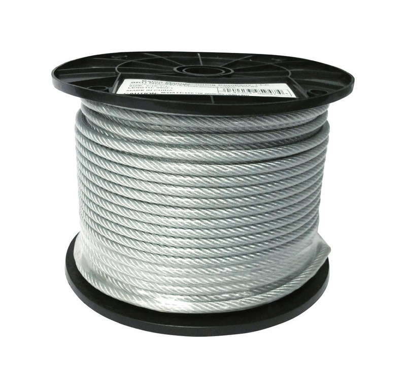 Baron 695947 Cable Clear Vinyl Galvanized Steel 3/16
