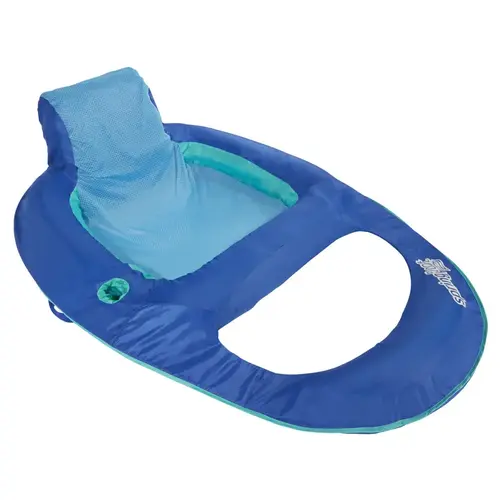 Swimways 6069119 Pool Float Blue Fabric/Mesh Inflatable Recliner Blue