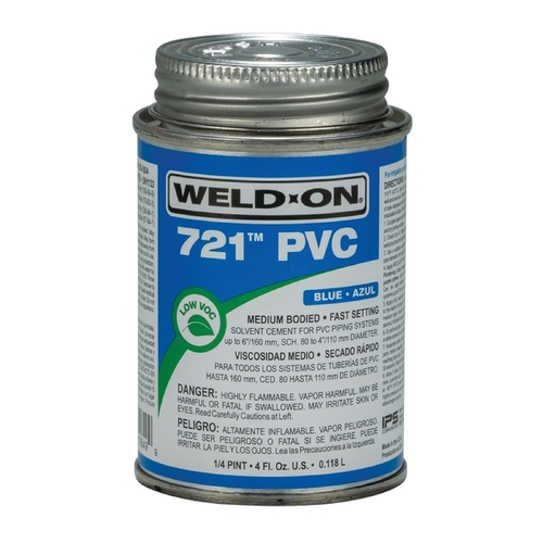 WeldOn 10849 Solvent Cement 721 Blue For PVC 4 oz Blue