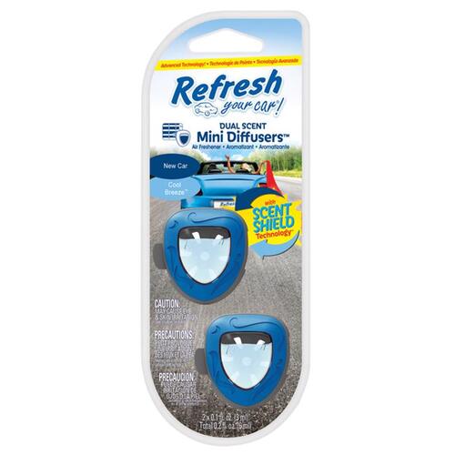 Refresh Your Car! E301450900 Car Air Freshener Mini Diffusers New Car /Cool Breeze Scent 0.2 oz Liquid