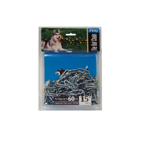 Boss Pet A09415 PDQ Tie-Out Chain, Welded Link, 15 ft L Belt/Cable, Steel, For: Dogs Up to 125 lb
