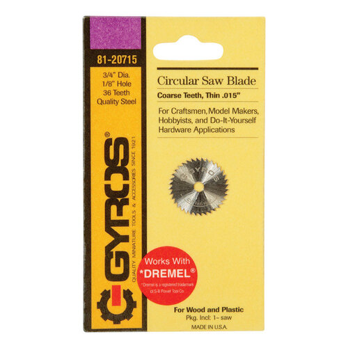 Gyros Tools 81-20715 Circular Saw Blade 3/4" D X 1/8" Coarse Steel 36 teeth