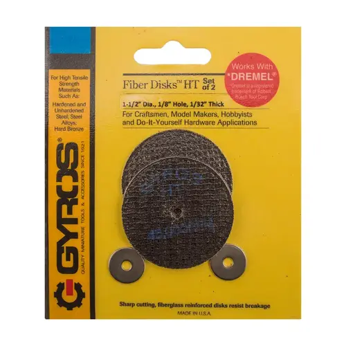 Gyros Tools 11-32156 Cutting Disc Fiber Disk HT 1-1/2" Dia. x 1/8" Fiberglass 2 pc. Pair