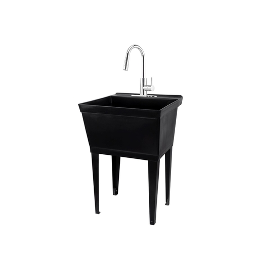 Tehila 040 US6508BLKCP Laundry Tub 22.875" W X 23.5" D Freestanding Plastic Black