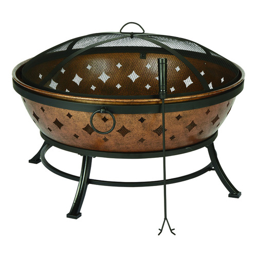 Living Accents SRFP11907 Fire Pit 35.8" W Steel Noma Round Wood