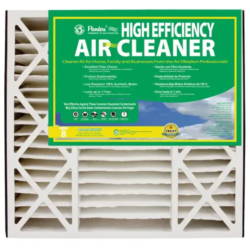 Air Filter 20" W X 20" H X 5" D Synthetic 8 MERV Pleated