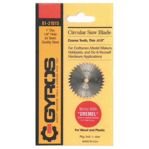 Gyros Tools 81-21015 Circular Saw Blade 1" D X 1/8" Coarse Steel 34 teeth