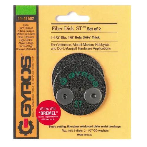 Gyros Tools 11-41502 Cutting Disc Fiber Disk ST 1-1/2" D X 1/8" Fiberglass Super Tensile Strength Pair