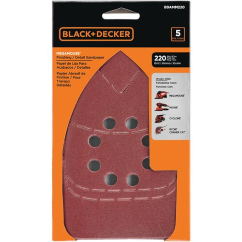 Sandpaper, 220 Grit, Medium - pack of 5