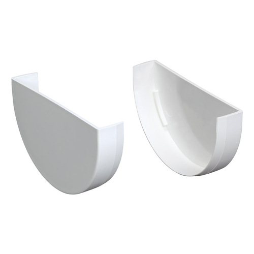 Gutter End Caps 5" W White Vinyl Half Round White