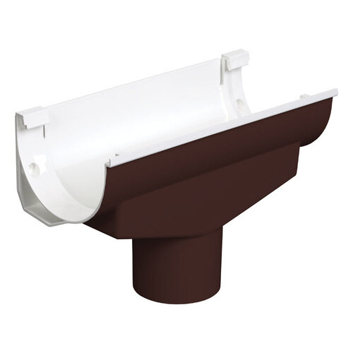 Gutter Drop Outlet 2.5" W X 4.5" L Brown Vinyl Half Round Brown