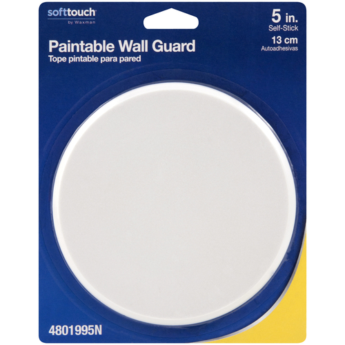 Softtouch 4801995N Paintable Wall Guard Plastic Self Adhesive White Round 5" W X 5" L White
