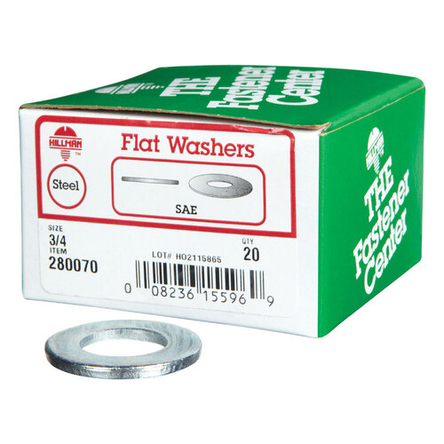 SAE Flat Washer Zinc-Plated Steel 3/4" Zinc-Plated