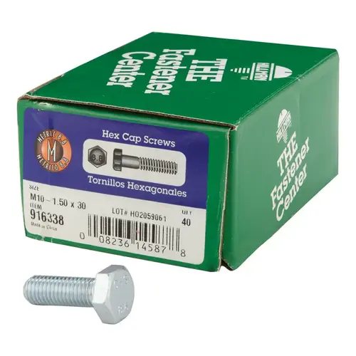 Hex Head Cap Screw M10-1.50 mm D X 30 mm L Heat Treated Steel Heat Treated