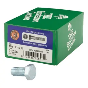Hillman M12-1.75 mm D X 30 mm L Heat Treated Steel Hex Head Cap Screw 30 pk